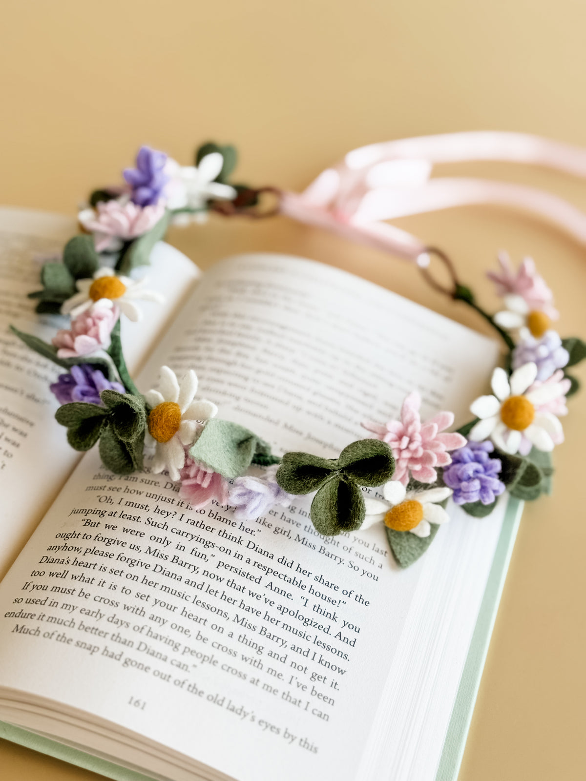 Handcrafted felt flower crown inspired by Anne of Green Gables